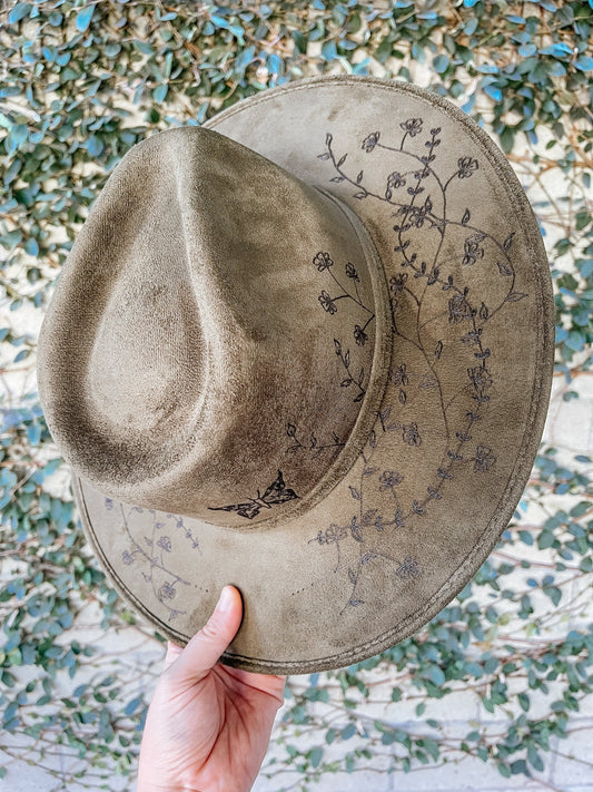 “Wildflower Crown” – Best-Selling Boho Fedora (Olive Green, XL)