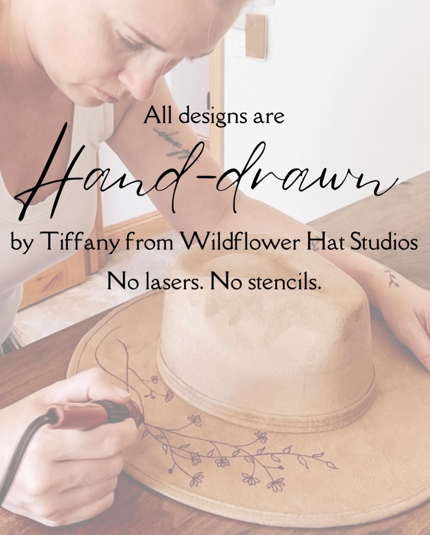 “Secret Garden” – Hand Drawn Butterflies, Sunflowers, & Vines on Boho Fedora