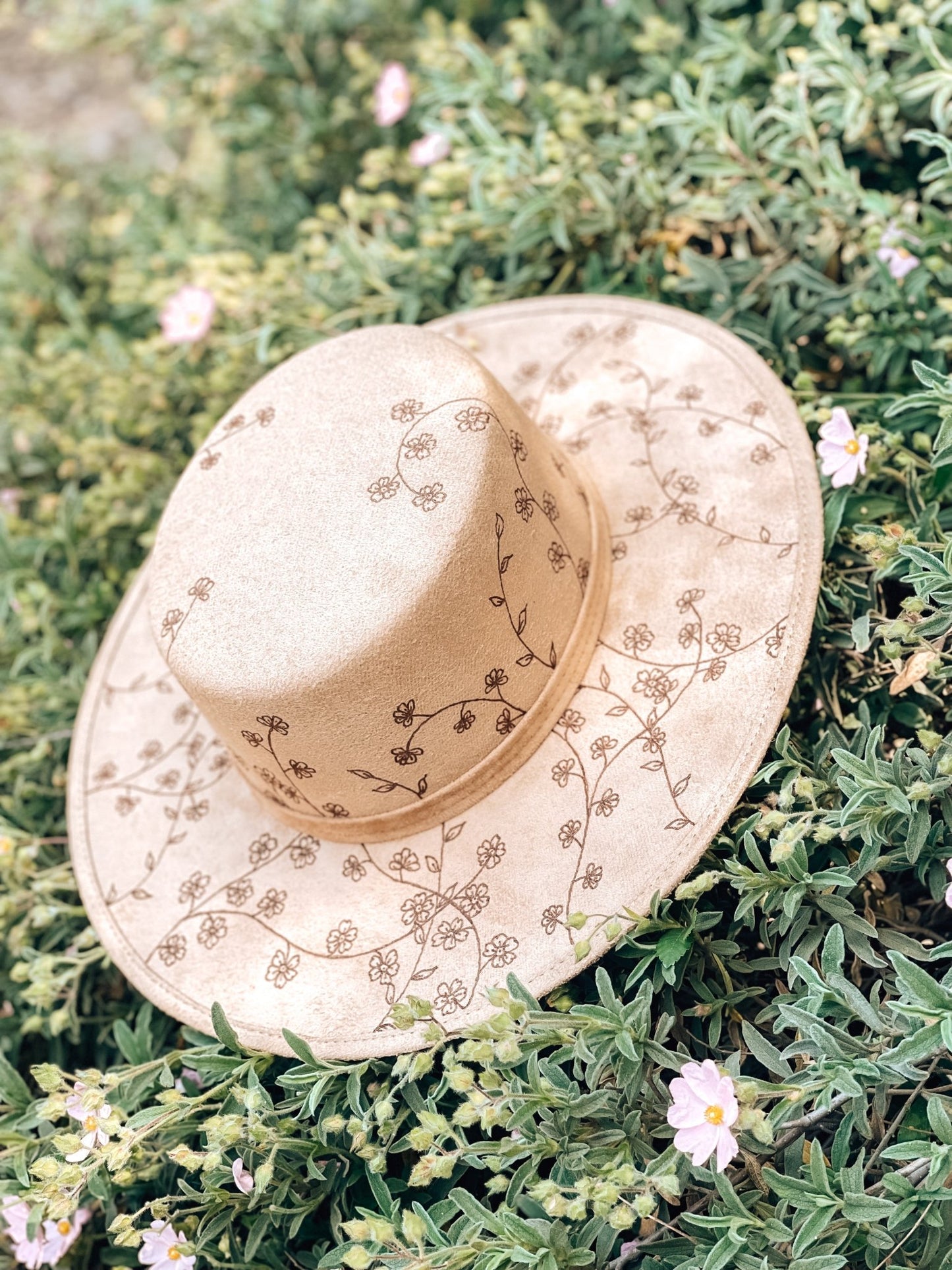 “Forget Me Not” – Hand Drawn Boater Hat for Girls (Ages 2–6)