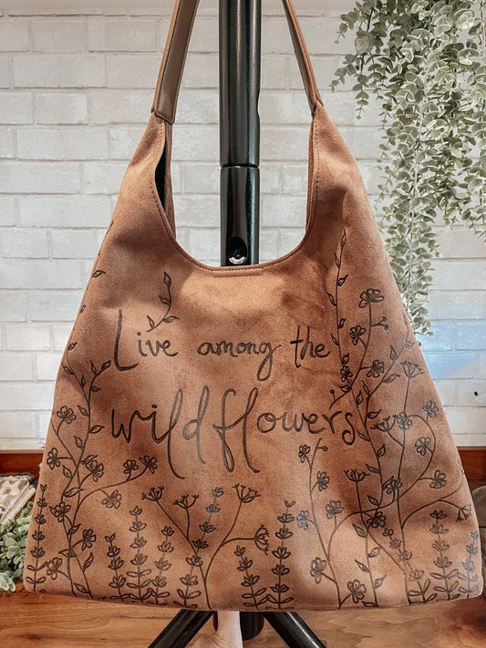"Live Among the Wildflowers" – One-of-a-Kind Boho Purse with Hand-Drawn Florals