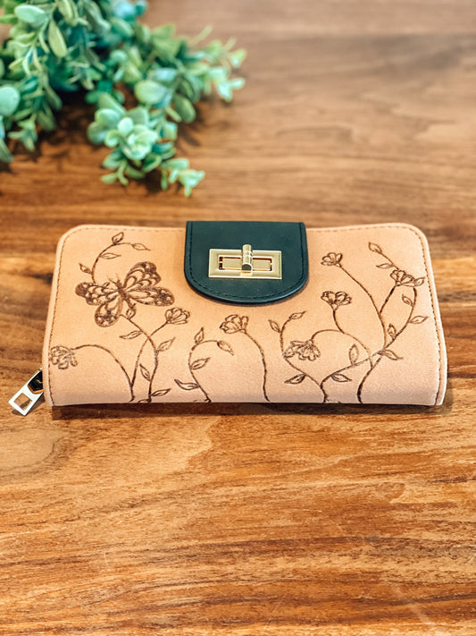 "Wings & Wildflowers" – Convertible Wallet Purse with Wildflowers & Butterflies