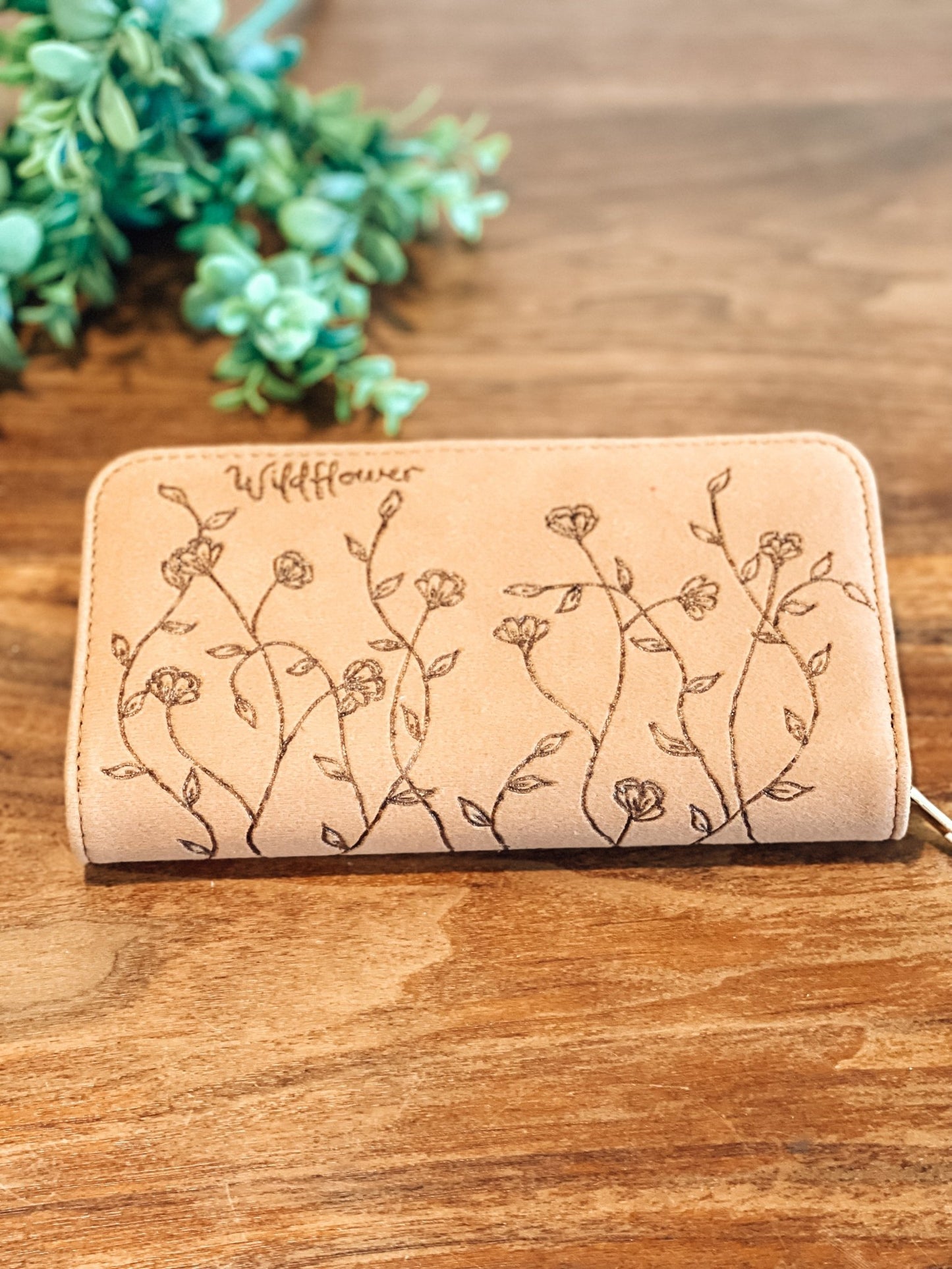 "Wildflower Clutch" – Convertible Wallet Purse with Hand-Drawn Front & Back Floral Design
