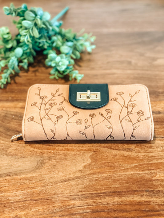 "Wildflower Clutch" – Convertible Wallet Purse with Hand-Drawn Front & Back Floral Design