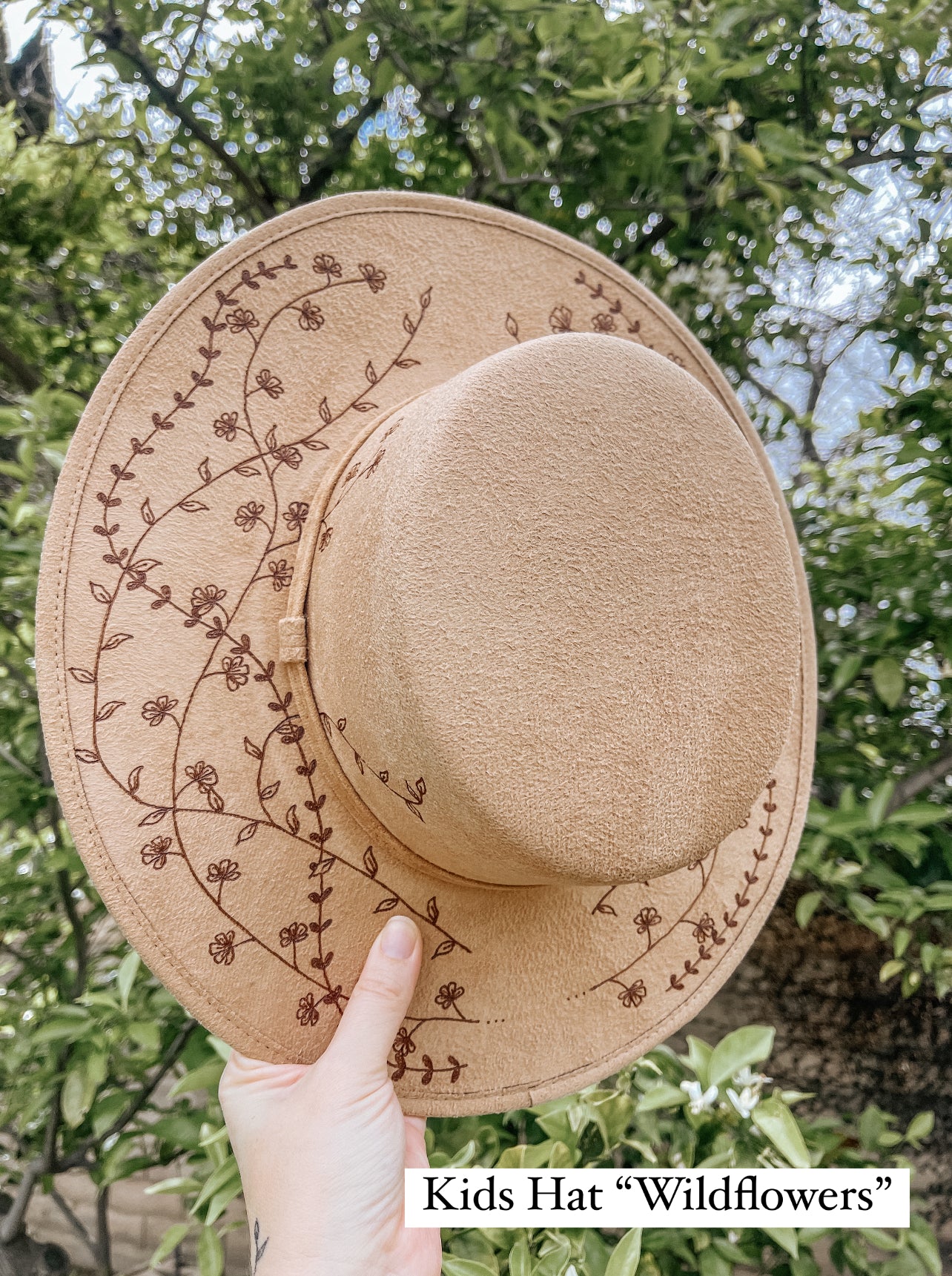 Matching mommy and me hats with wildflower crown designs