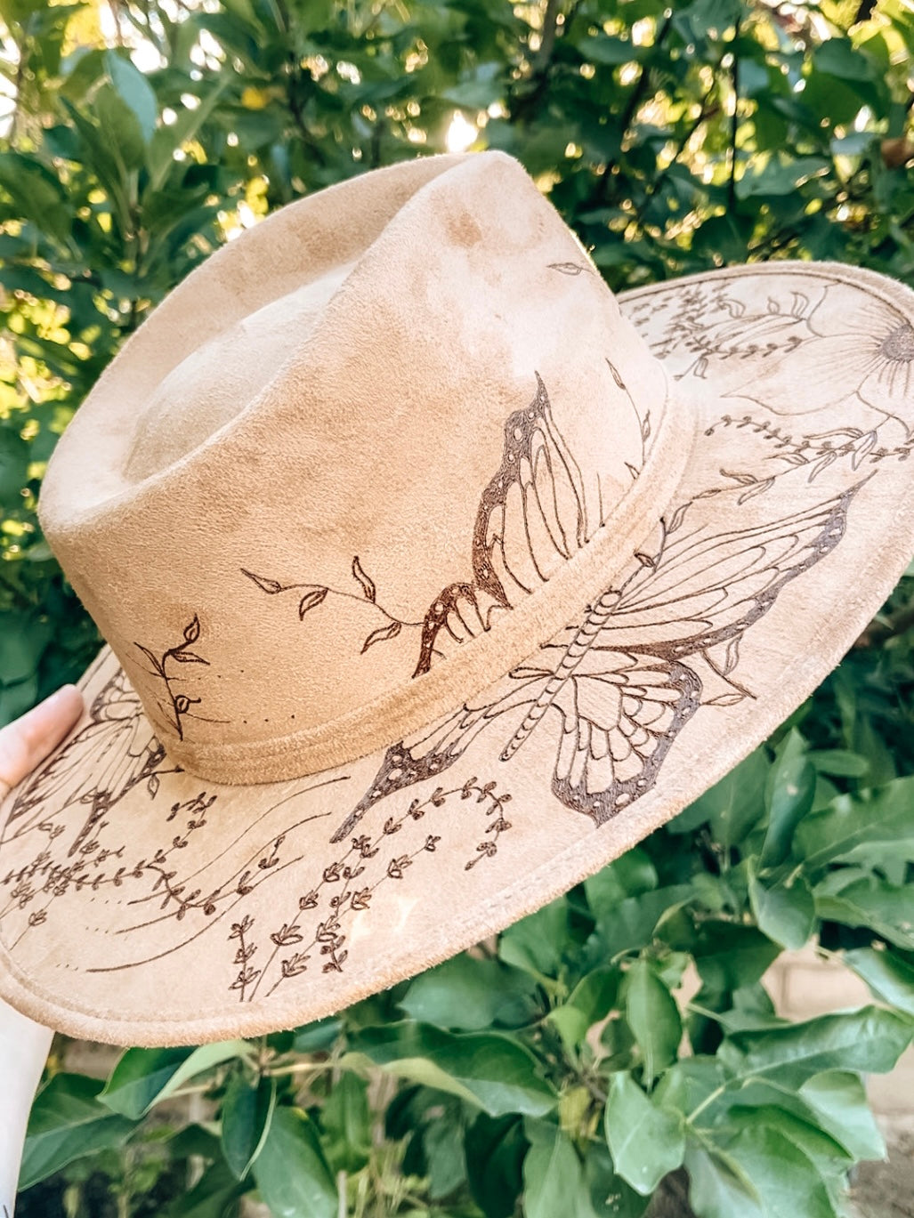 Boho Style Fedora Hat - “Butterfly Garden"