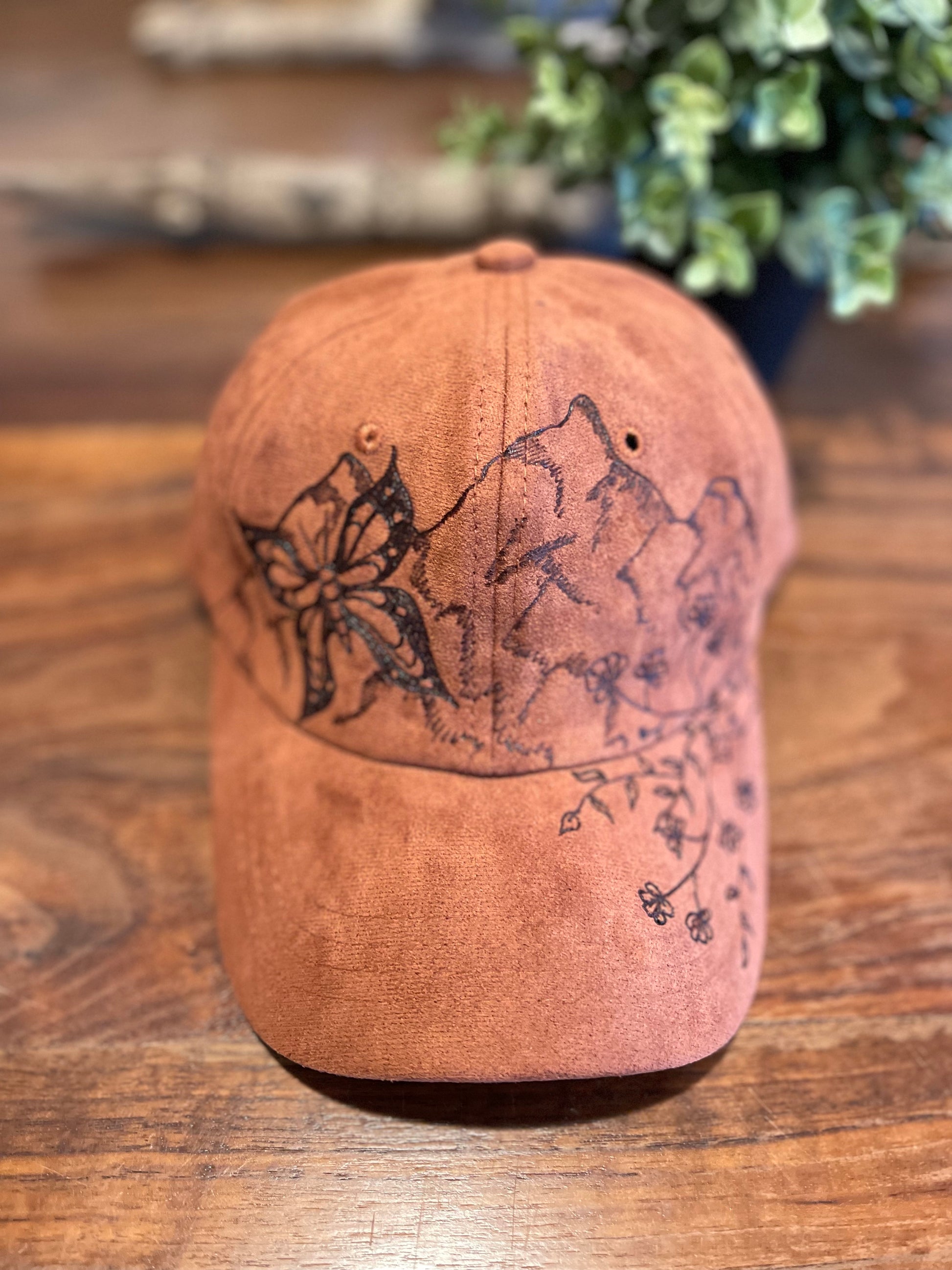 Butterfly Mountain Vegan Suede Baseball Hat