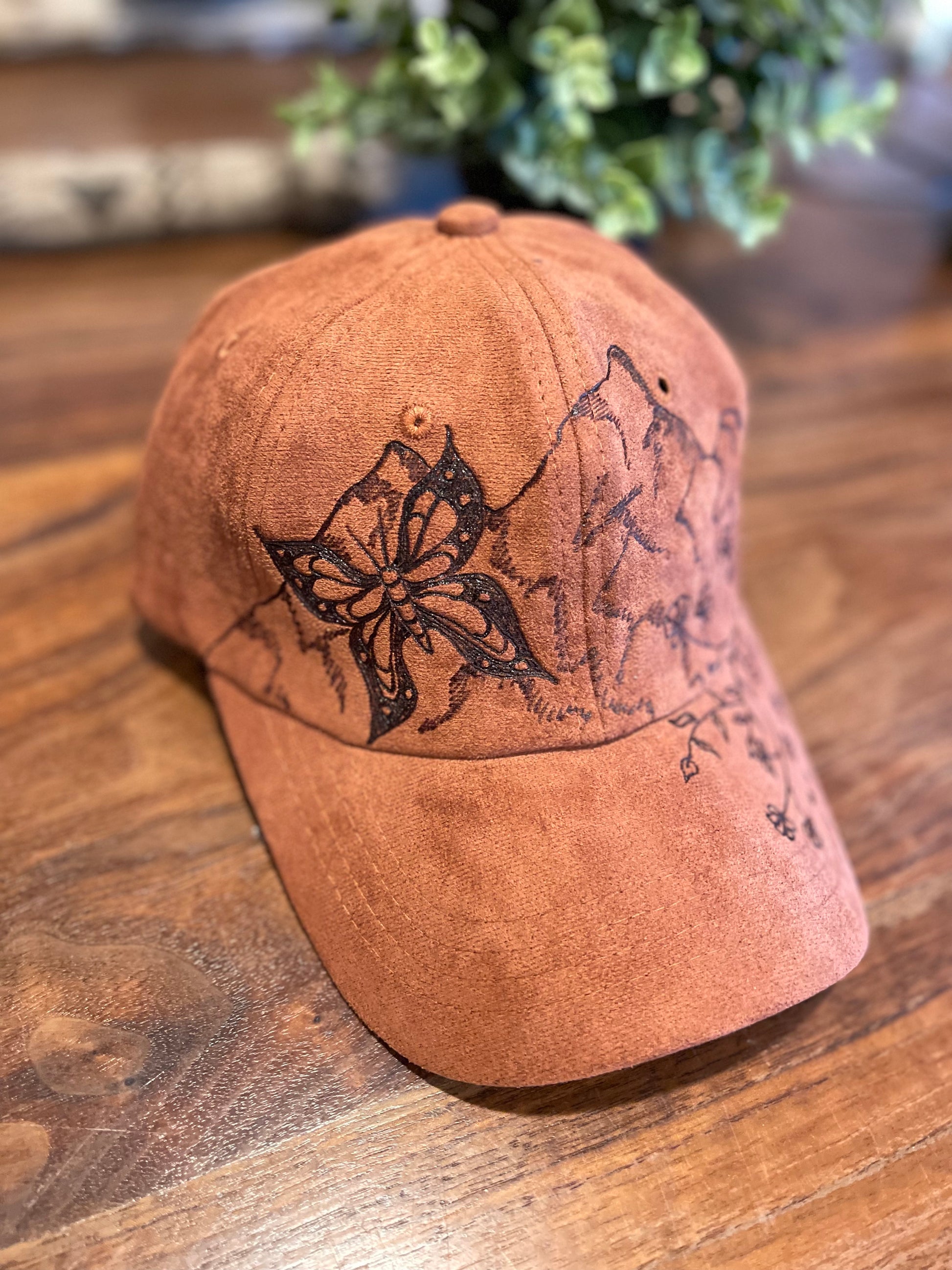 Butterfly Mountain Vegan Suede Baseball Hat