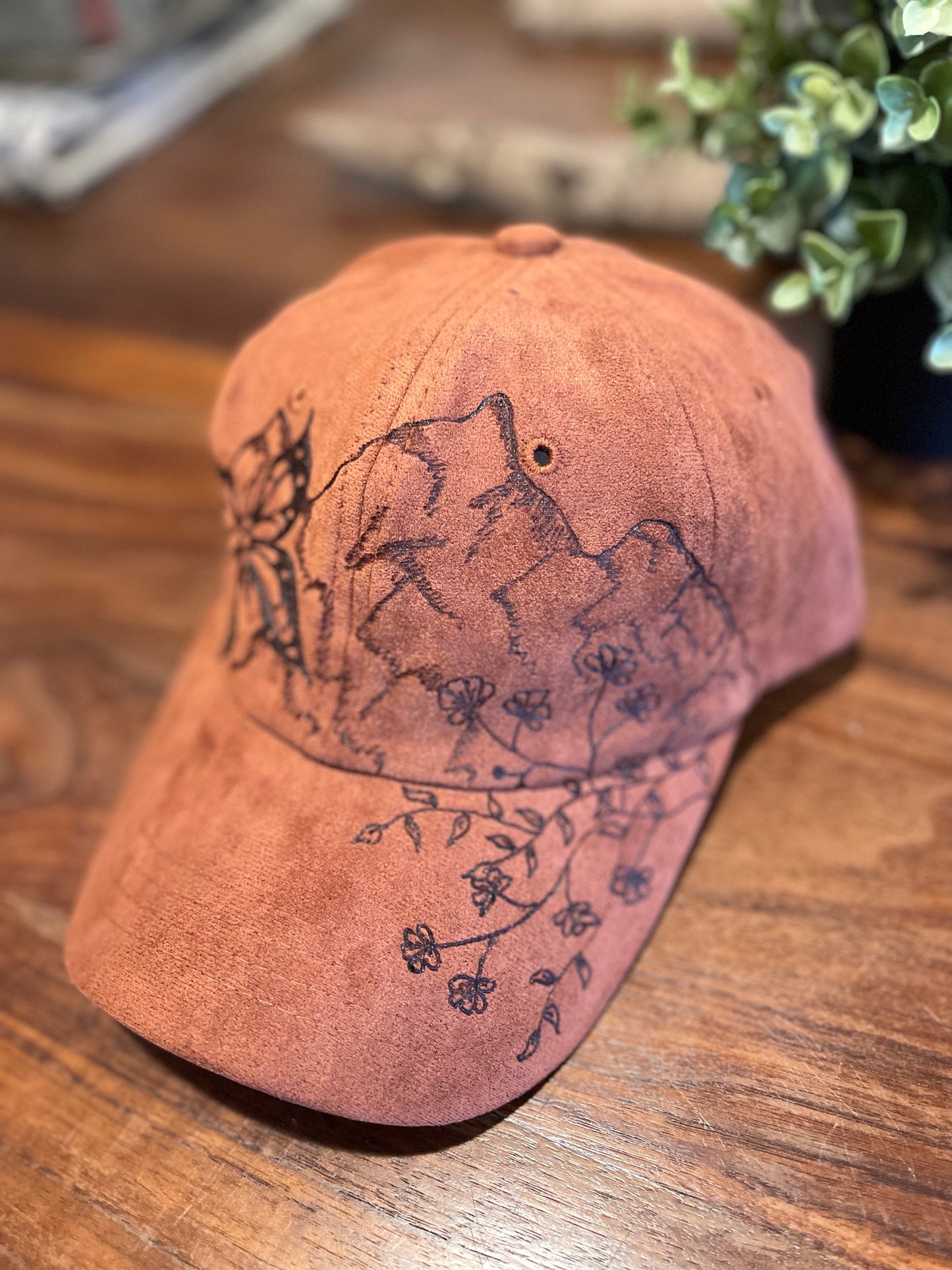 Butterfly Mountain Vegan Suede Baseball Hat