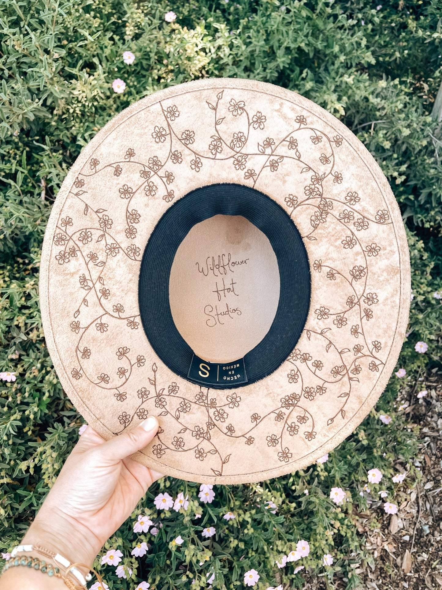 “Forget Me Not” – Hand Drawn Boater Hat for Girls (Ages 2–6)