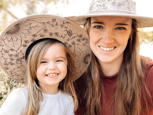 Country garden inspired mommy and me fedora and boater hat bundle