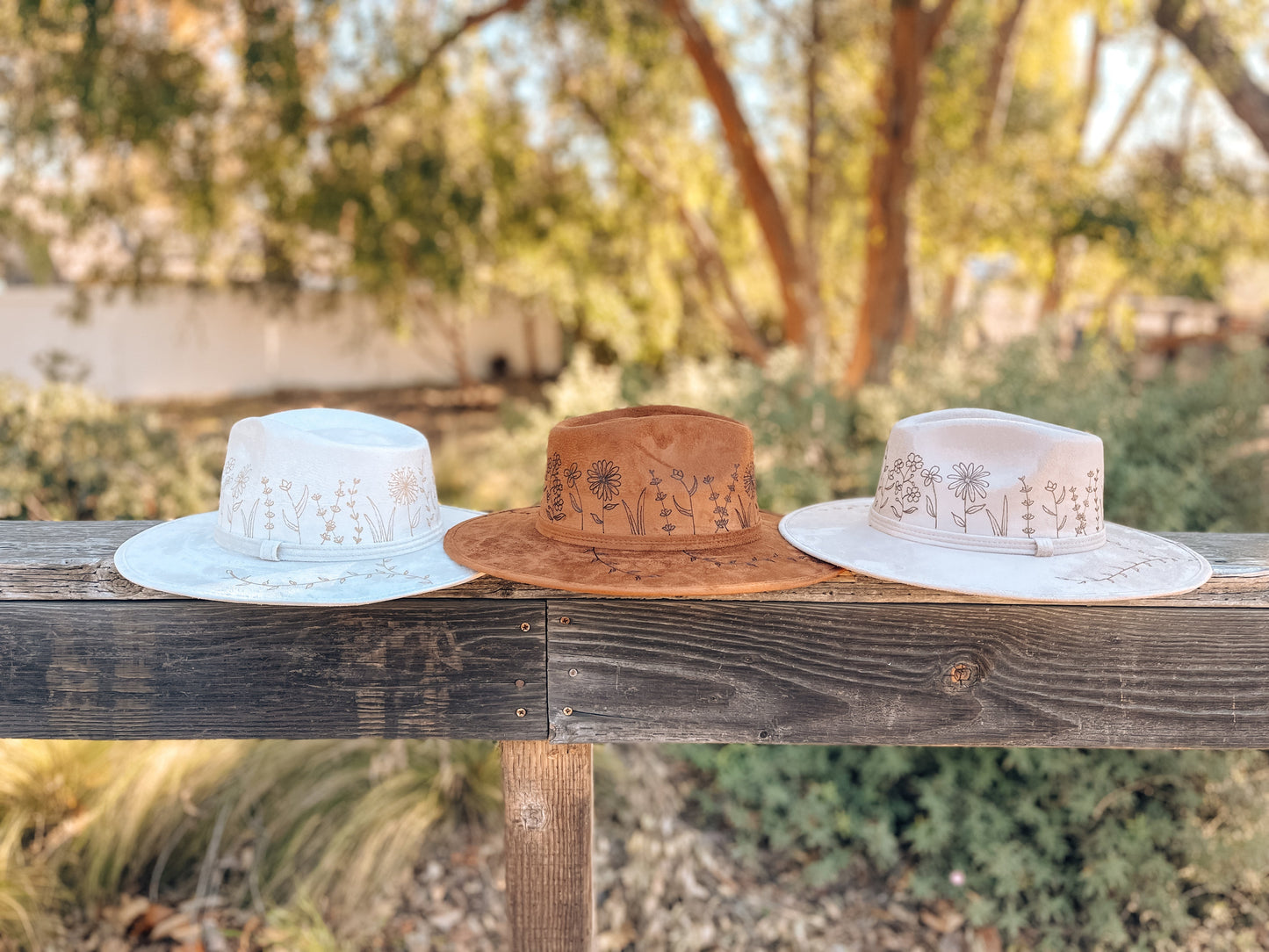 Boho Style Fedora Hat - "Wildflower Parade" | Cappuccino Taupe