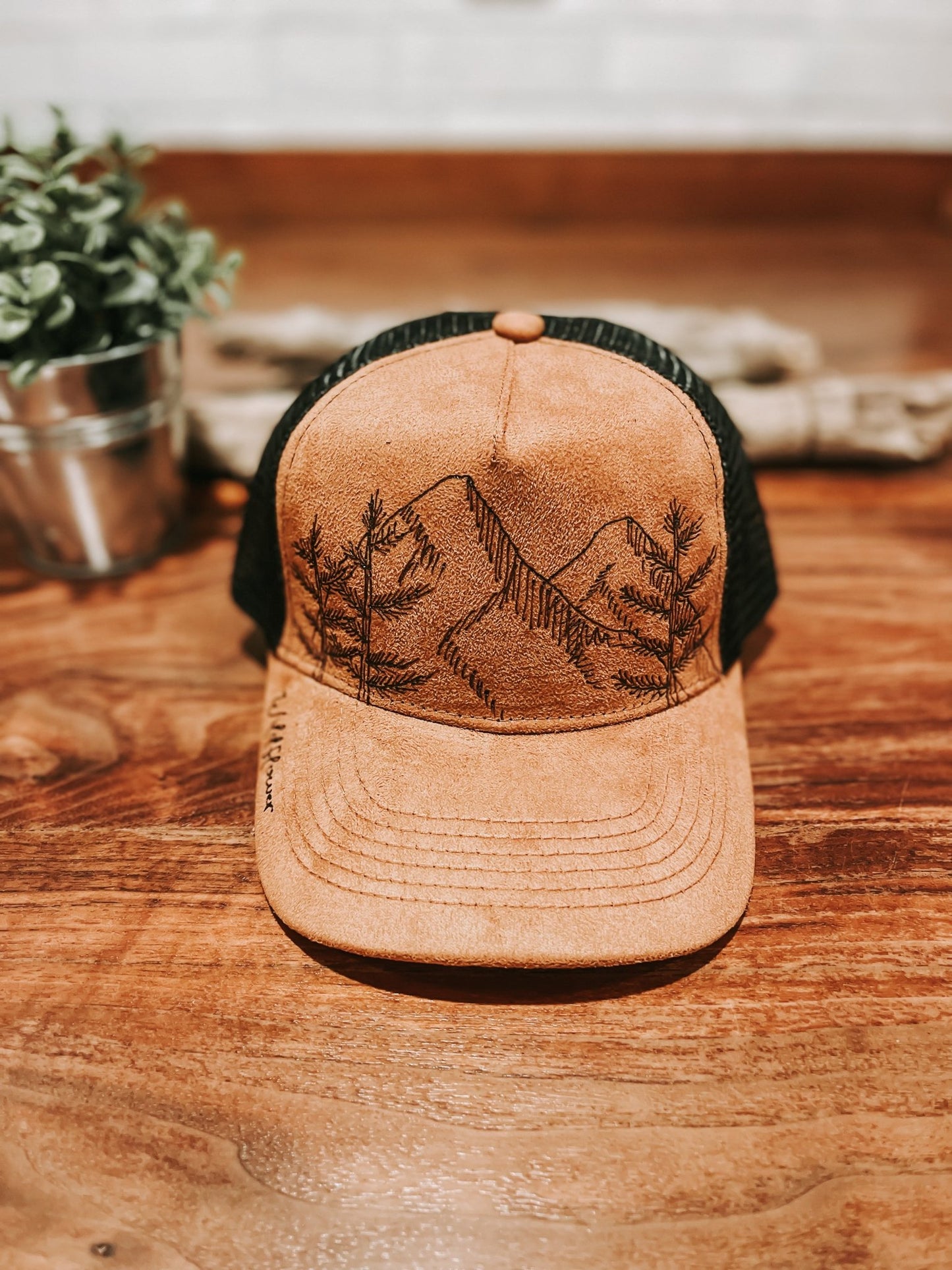 "Mountain Wildflower" Everyday Trucker Hat with Rustic Mountain Design
